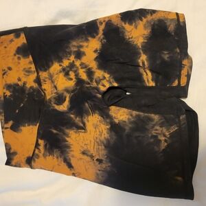 Tie-Dye Black and Orange Shorts